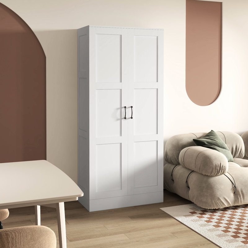 Armoire de rangement de 71 po de hauteur, blanche avec tablettes mobiles et unité de rangement