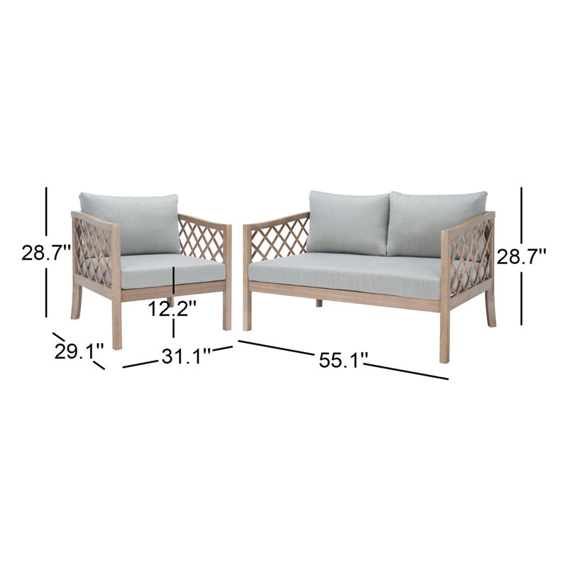Barrett Eucalyptus 3 - Person Patio Conversation Set with Cushions
