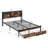 Queen Metal Platform Bed, Wooden Headboard With Charging Option, 2 Drawers, Led Lights, Easy To Install, 600 Lbs Weight Resistance Size Bed And , Example, Drawers For Storage, No Box Spring Needed,-96840503
