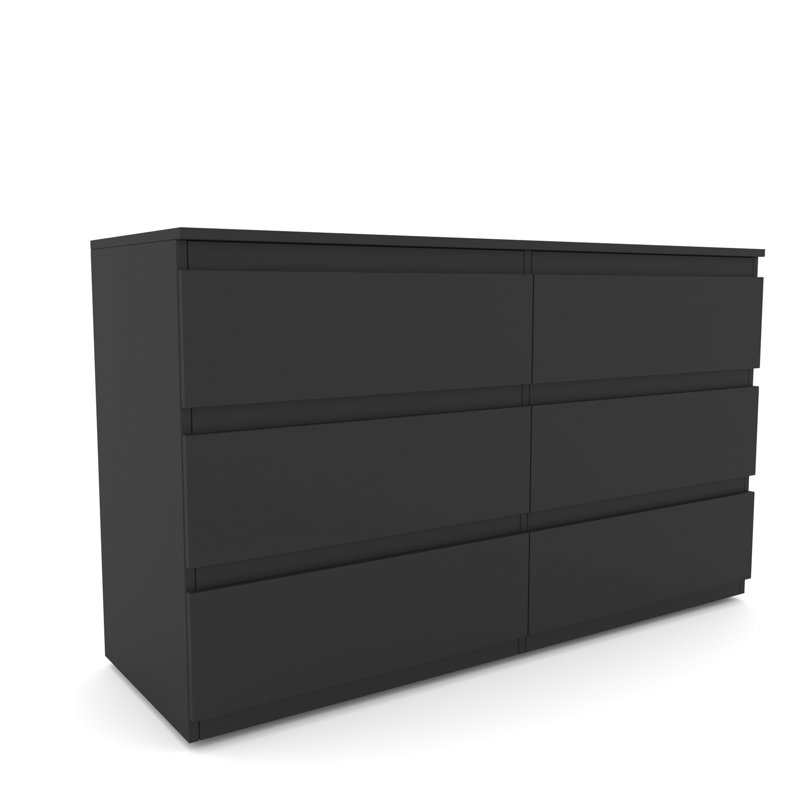 Commode double 6 tiroirs l 55,19 po, Noir