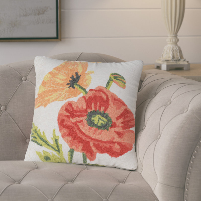 Embroidered Outdoor Throw Pillow