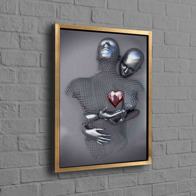 Abstract Couple Artwork on Cotton Canvas for Wall Decoration Reflecting a Romantic Theme