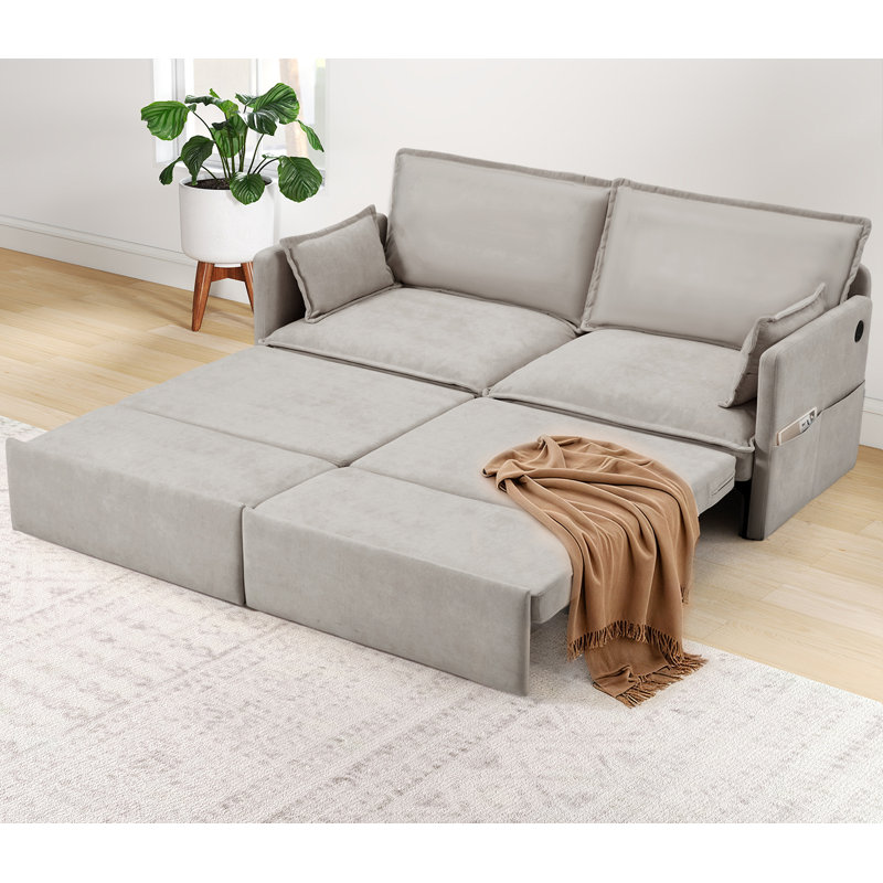 2 Seater Fabric Sofa Bed, Grey