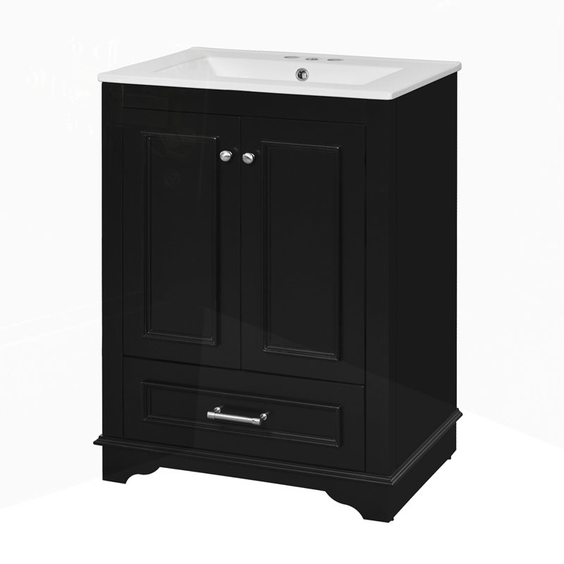 Ensemble de meuble-lavabo avec lavabo en céramique, Noir, noir, noir, noir