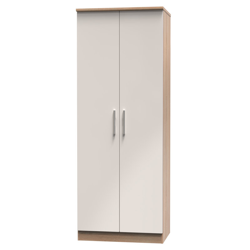 Borgeson 2 Door Wardrobe , 196" H x 74" W x 53" D, Kashmir Gloss/Bardolino Oak