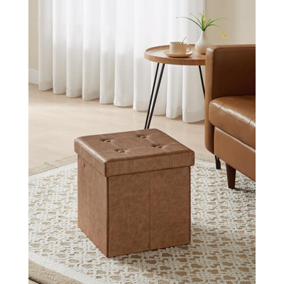 38cm Wide Faux Leather Square Standard Ottoman with Storage