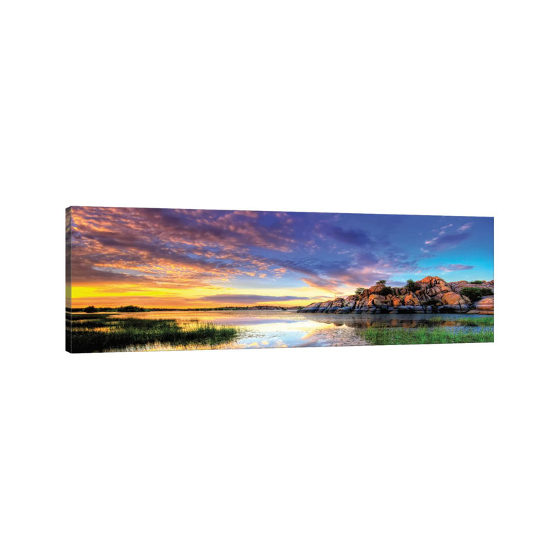 Willow Lake Spring Sunset by Bob Larson - Panoramic Print on Canvas, 152.4 cm H x 50.8 cm W x 1.91 cm D, Wrapped Canvas