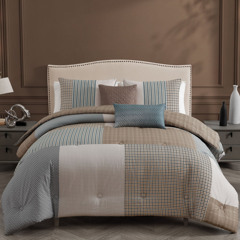 Ensemble d'édredon réversible 100% satin de coton 5 pièces Bebejan, Édredon de très grand lit et 4 pièces additionn