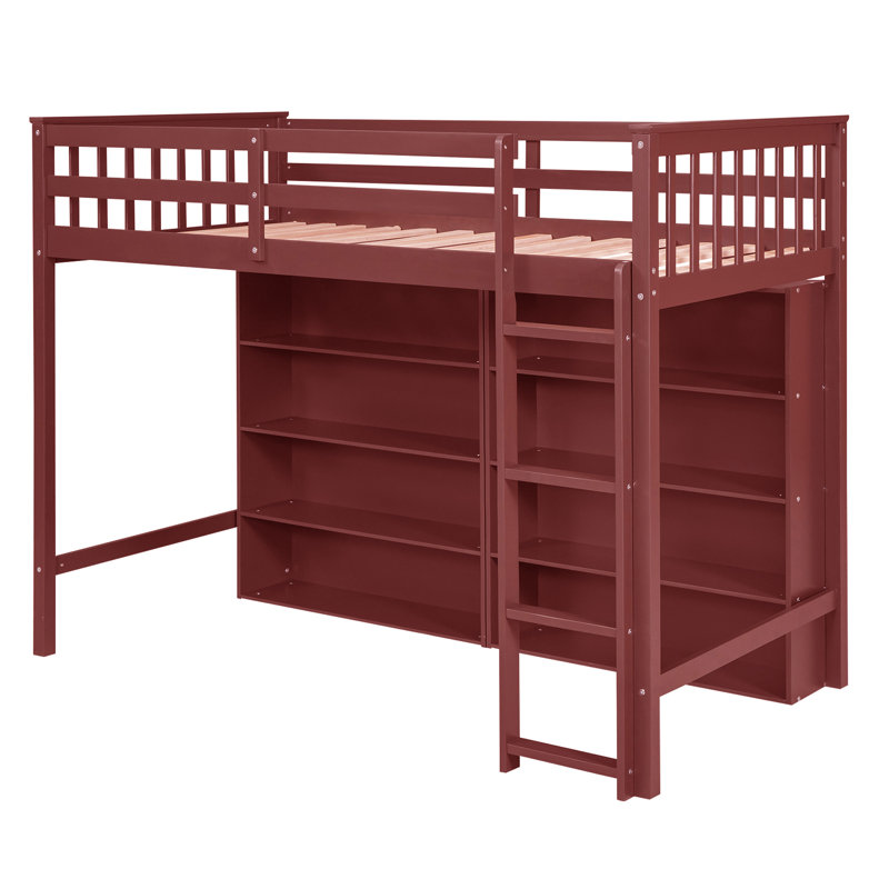 Lit mezzanine pour enfants Imberly, Simple, Rouge