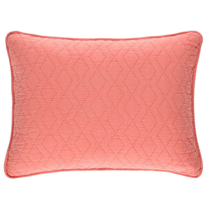 Birdie Quilted Sham, Full / Double, Coral