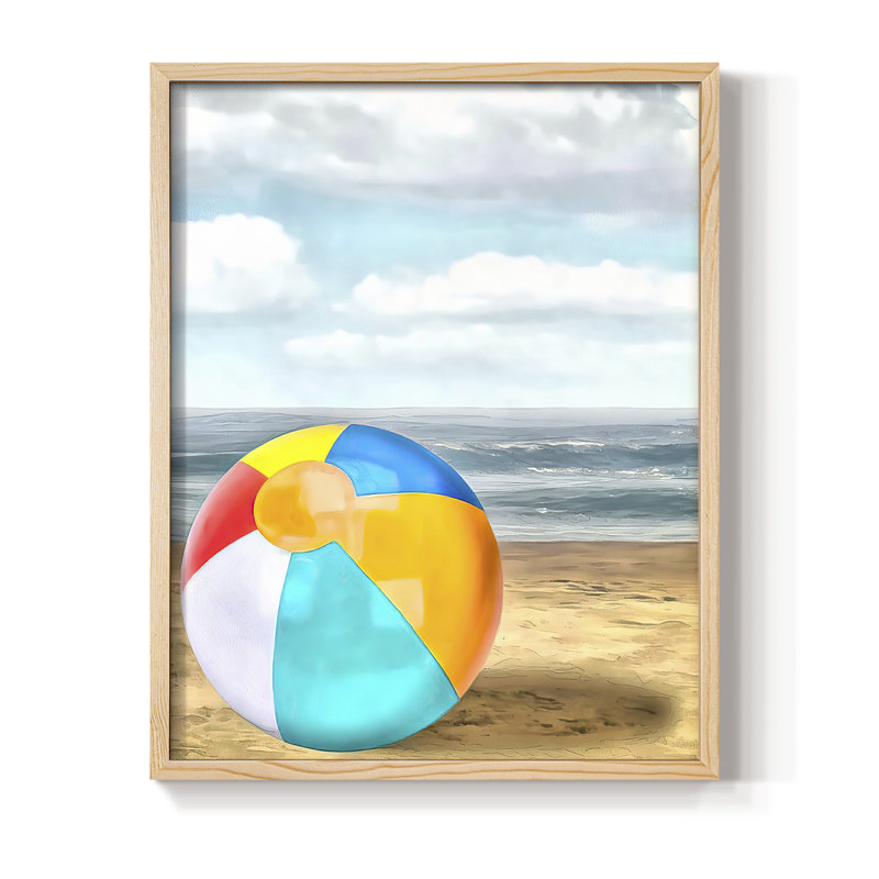 Beach Ball I, reproduction encadrée - bois massif, H 21 po x l 17 po