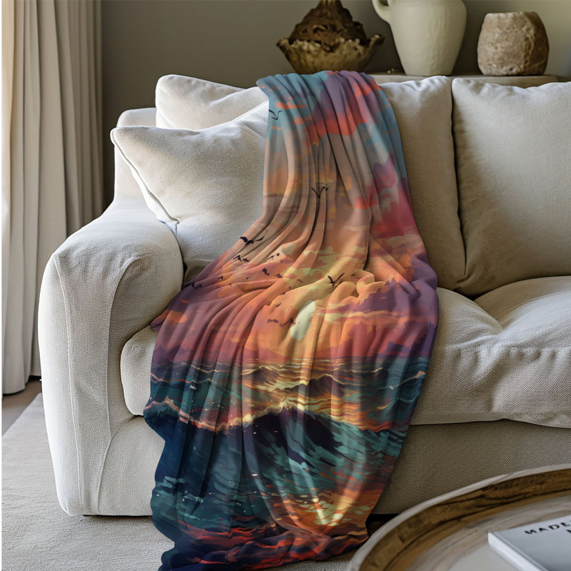 Sunset Surf - 1 pièce Sherpa Premium, Grand lit