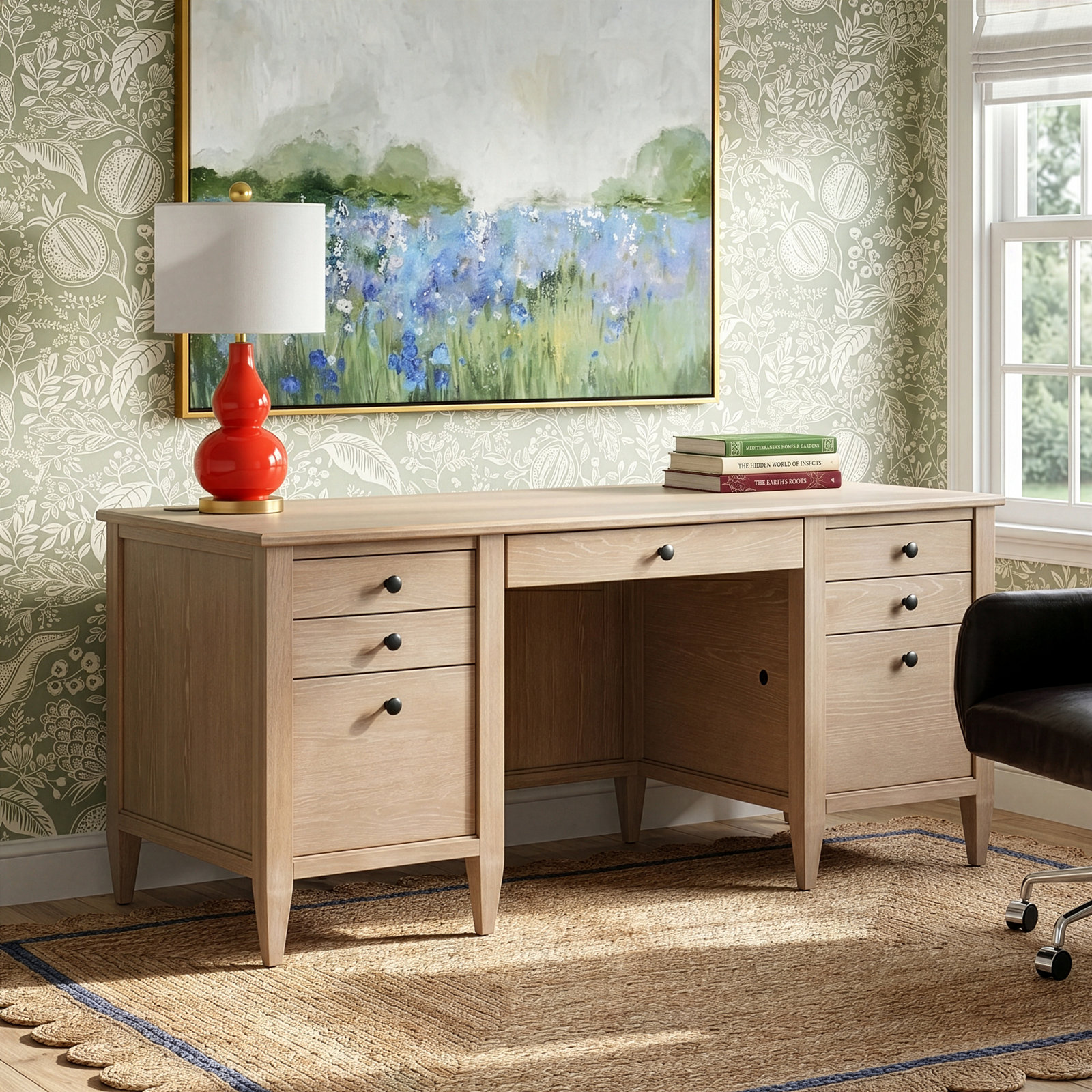 Gayle 66 " Oak Executive Desk