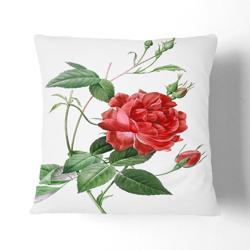 Floral Square Throw Cushion, 40cm H x 40cm W x 15cm D, Stone