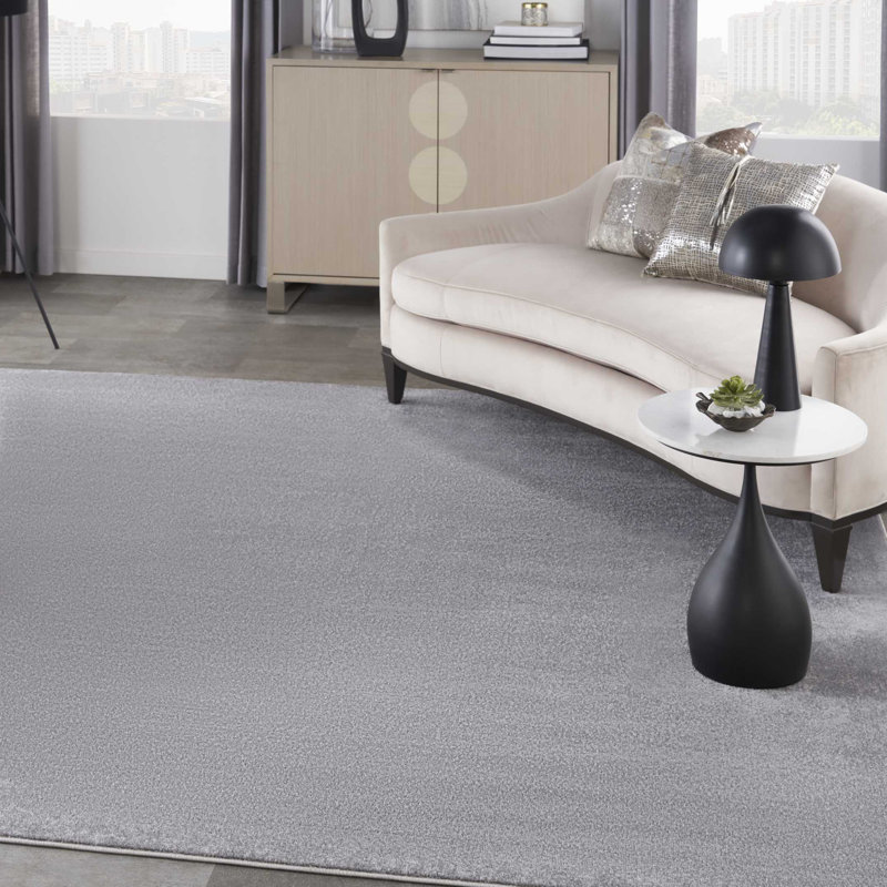 Mullican Sandy Solid Silver/Grey Easy Care Indoor/Outdoor Area Rug, Square 9'