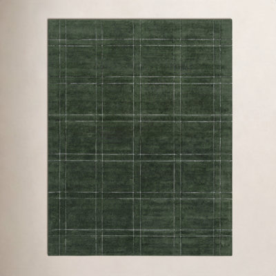 Hand-Tufted Green Plaid Rug