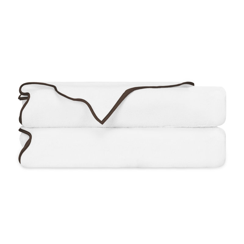 Antalya Turkish Cotton Bath Towel, White/Chocolate, 2 Pack - Bath Tower