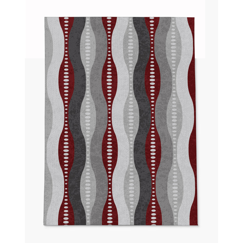 Tapis de chaise rectangulaire à poils courts Lassa, H 48 po x l 72 po, Rouge/gris