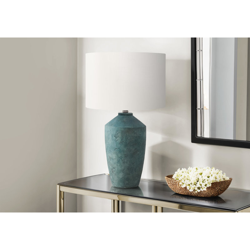 Lighting, H 25 po, lampe de table, béton, abat-jour ivoire / crème, contemporain, moderne, Vert