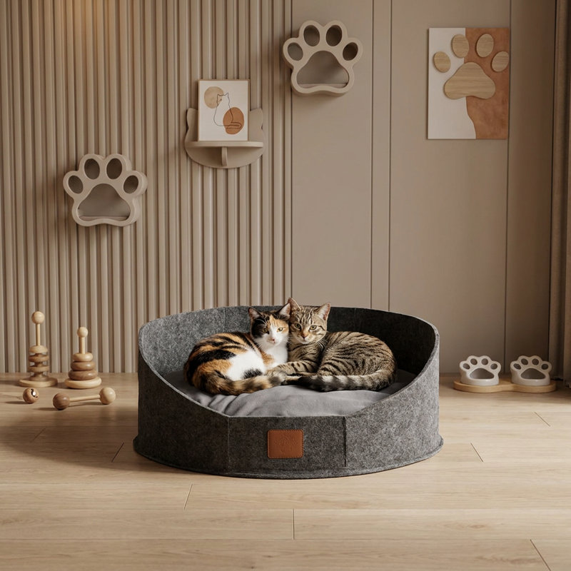 LuxePaws Grey Comfort Pillow Cat Bed