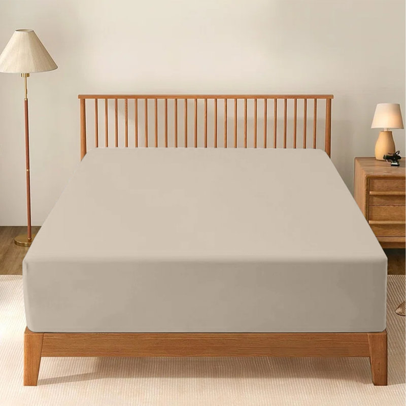 Soft & Breathable Microfiber Extra Deep Fitted Sheet, Beige, Double (4'6)