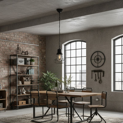 Alastair 1-Light Industrial Cage Pendant