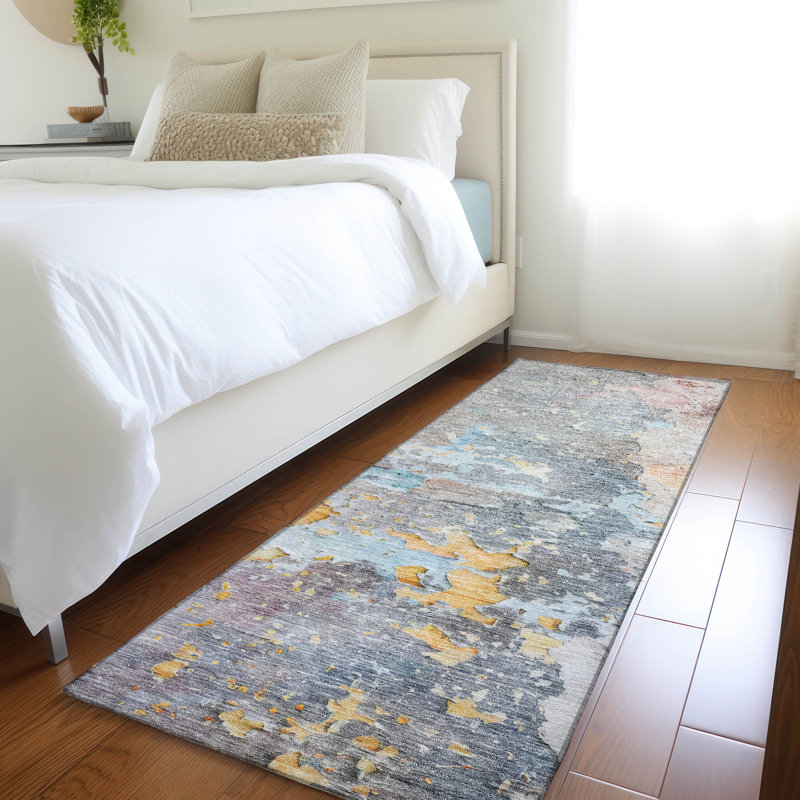 Tapis granit intérieur / extérieur lavable à la machine Claudian ACN1234, Tapis de couloir 2 pi 3 po x 7 pi 6 po