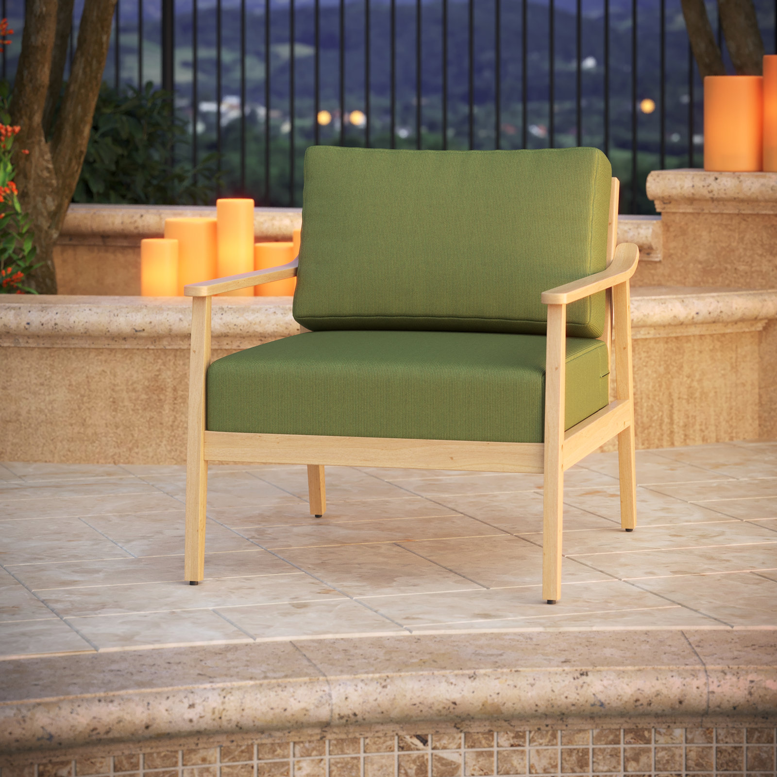 Amala Sunbrella® Seat and Back Cushion, Sunbrella® Spectrum Cilantro Plainweave, 28.5" W x 28.5" D