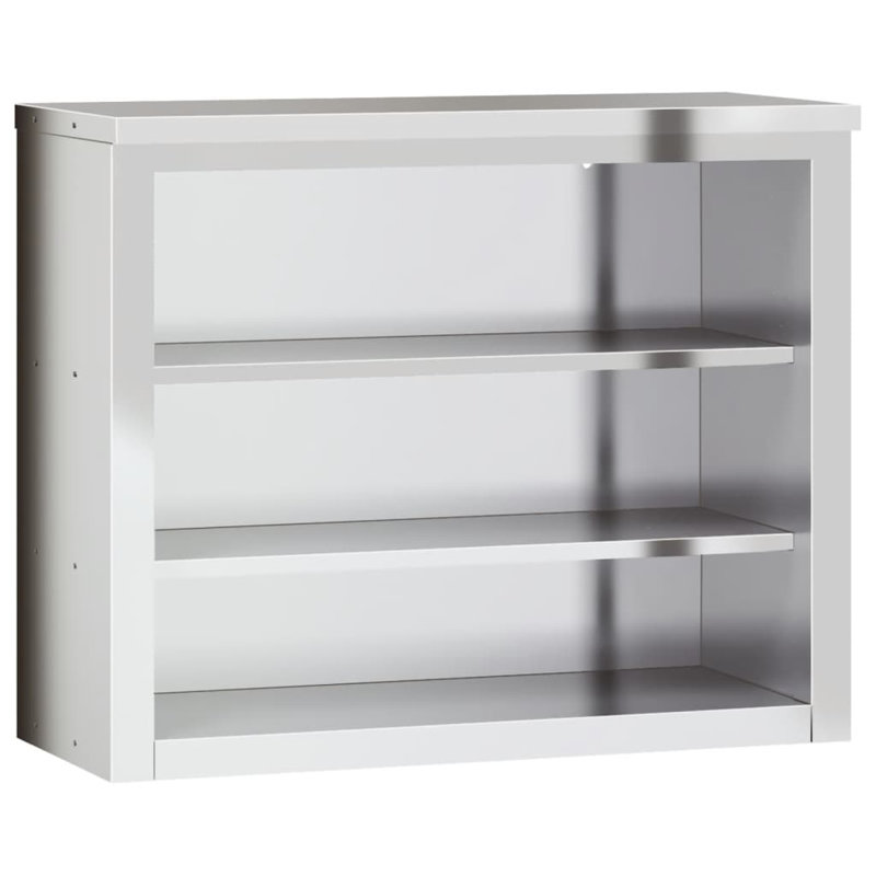 Slemp Silver Stainless Steel Accent Cabinet, 92cm H x 75cm W x 40cm D
