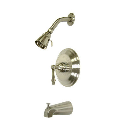 Robinet de baignoire à double fonction équilibré à pression avec pomme de douche en laiton massif avec poignées à levier en métal Vintage