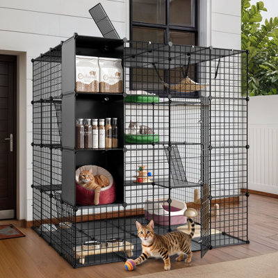 Large Cat Cage Cat Enclsoure with 3 tier shelves