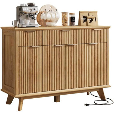 Modern Storage Cabinet with Drawers & Adjustable Shelves, Coffee Bar Cabinet