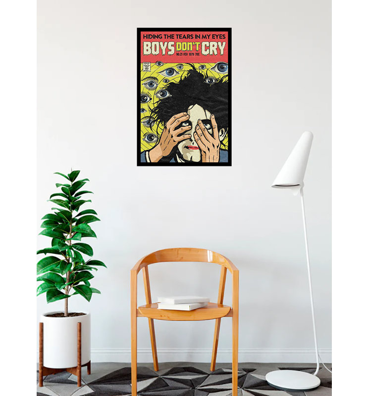 «Cure Comic Boy Don't Cry Hiding The Tears», reproduction d'art sur affiche encadrée