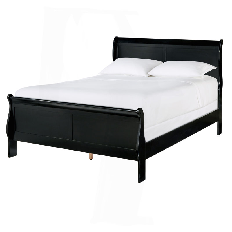 Lit-bateau à finition noire de style grand lit 1pc