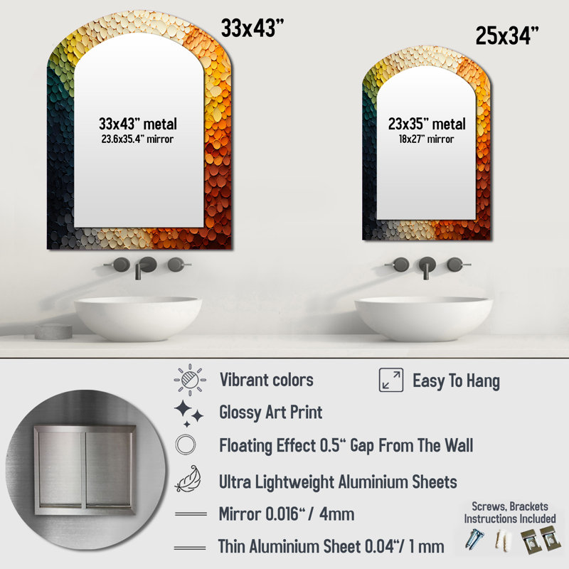 «Hardedge Art Earthy Euphony V - Hard Edge, peinture asymétrique, miroir mural décoratif moderne, 34 po x 25 po