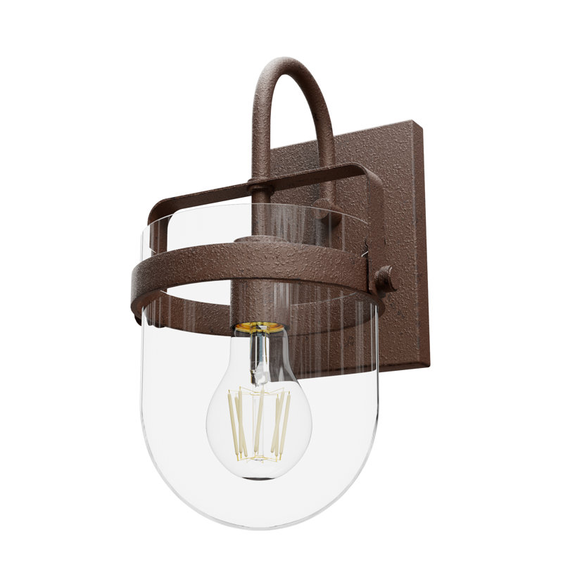  Aluminum Armed Sconce, Textured Rust