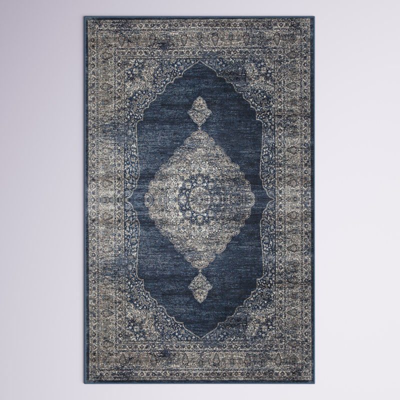Tapis oriental bleu Cully, Rectangle 7 pi 10 po x 11 pi 2 po