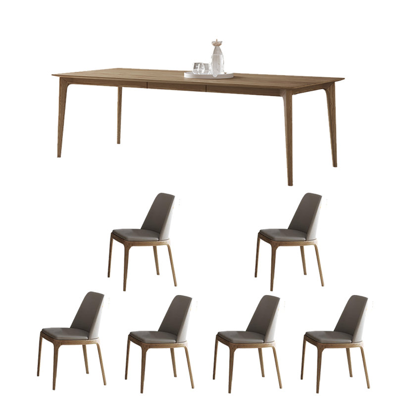 6 - Person Four Leg Dining Set, 29.53"H x 70.87"L x 35.43"W