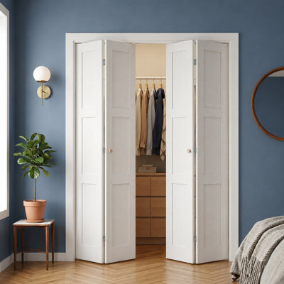 Porte pliante blanche pré-percée en bois manufacturé massif avec trousse de quincaillerie d'installation