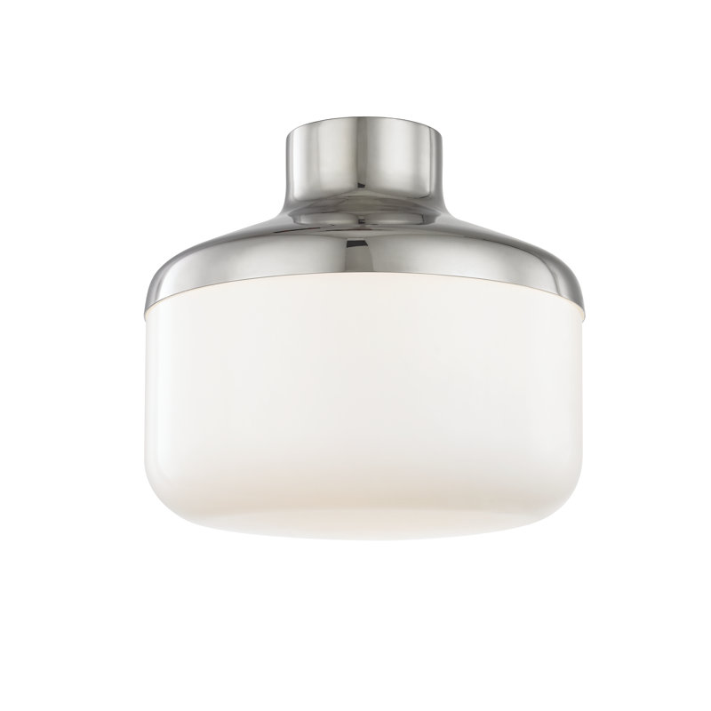 Contemporary Opal Glass 9" Flush Mount Ceiling Light in Polished Nickel