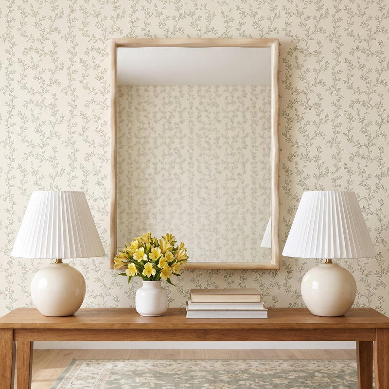 Willow Scalloped Mirror, Bleached Oak
