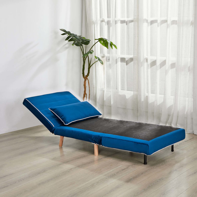Modern, Blue, Foldable Sleeper Chair, 3 Adjustable, 10 Bed Transformation, Space, Renters' Use Blue With Velvet Upholstery, Converts In 10 Secs, Space For Dorms And Students