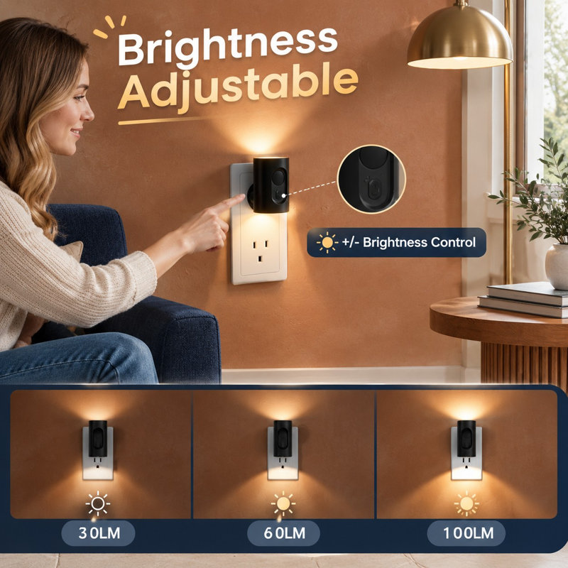 Conçue pour une utilisation dans l'obscurité seulement, cette applique murale DEL noire de 2 lampes à détecteur de mouvement offre un rétroéclairage blanc chaud anti-éblouissement à intensité variable, une prise américaine, une conception de prise non bloquante, une construction en polycarbonate V-0 et un fonctionnement à faible dégagement de chaleur.