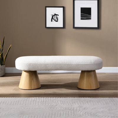 Banc d'entrée de salon, beige, capacité de poids de 300 lb, banc de salle à manger sans installation avec siège rembourré, tissu beige, limite, assemblage requis