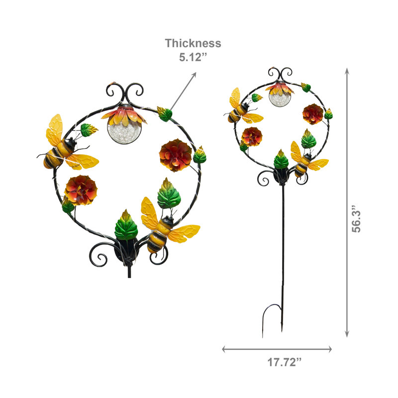 Piquet de jardin solaire en métal Bee & Rose