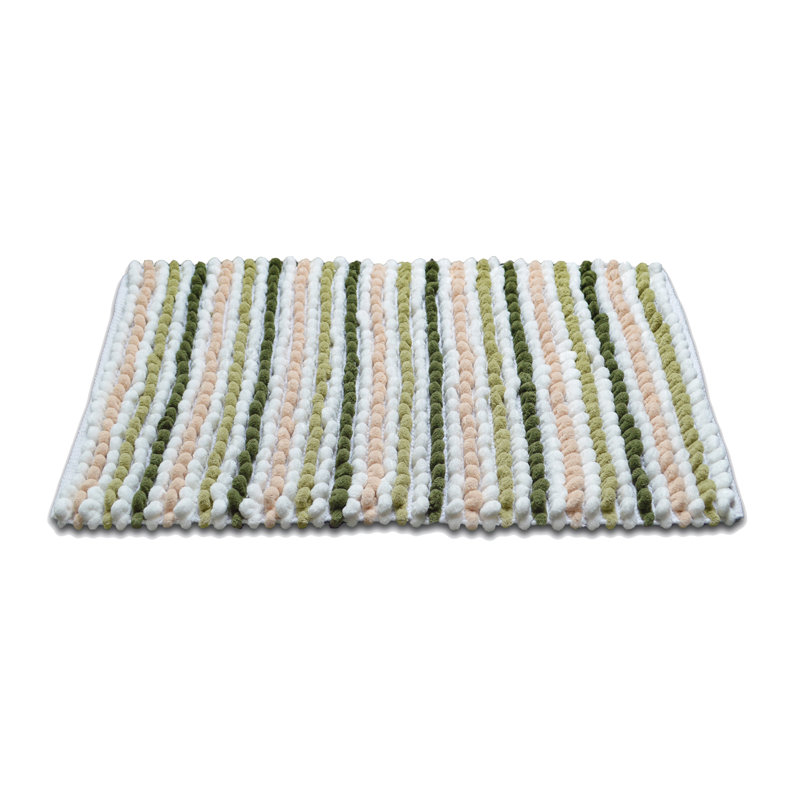 Alisbha Striped Chunky Bobble Bath Mat, Green