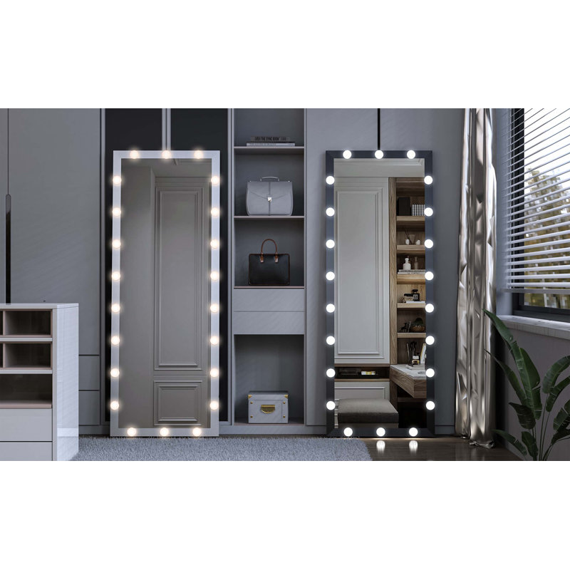 Full Length Mirror with Lights Full Body Vanity Mirror with 3 Color Modes Lighted Standing Floor Mirror, Silver