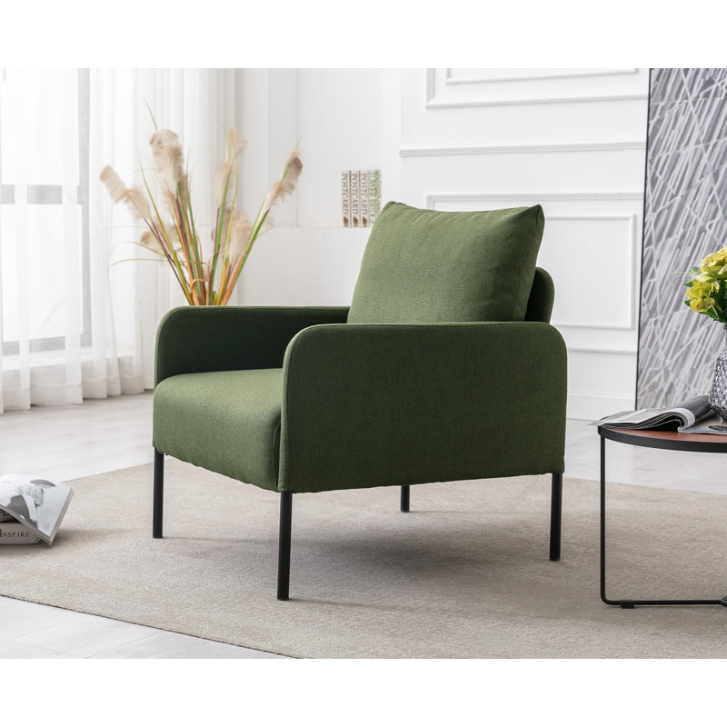 Evrard Upholstered Armchair, Green 100% Linen