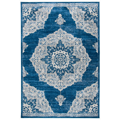 Tapis bleu marine / gris Arvillia