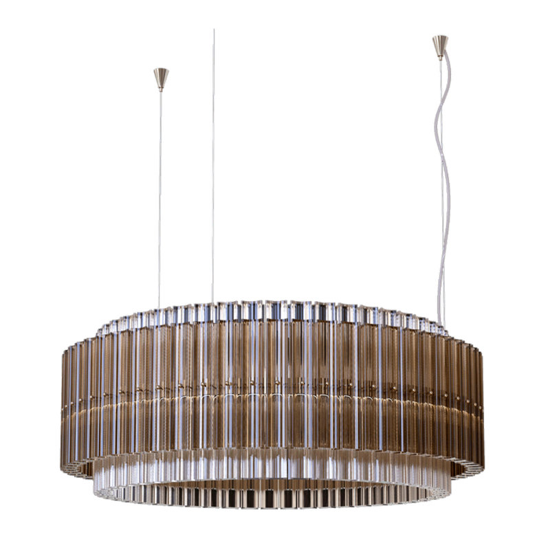 Lustre Murano Carmen, Chrome brossé, Transparent, 35" Diameter x 11" Height